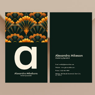 Gold Green Elegant Art Deco Professional Business Card