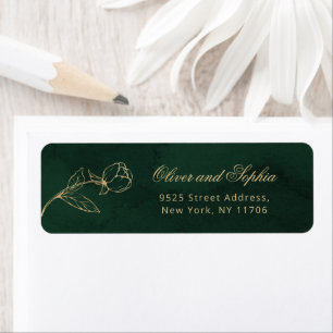 Gold Green Elegant Royal Wedding floral Return Address Label