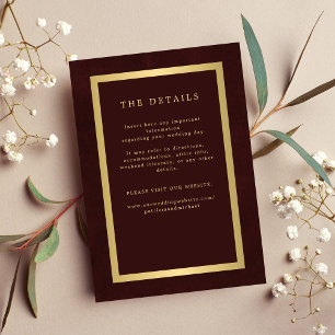 Gold green elegant wedding guest information enclosure card