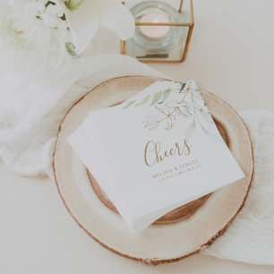 Gold Green Eucalyptus Wedding Cheers Napkins