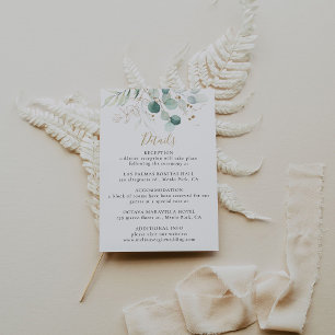 Gold Green Eucalyptus Wedding Details Enclosure Card