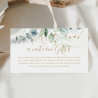 Gold Green Eucalyptus Wedding Wishing Well Enclosure Card