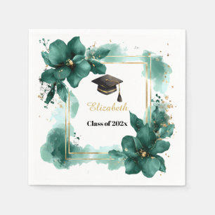 Gold Green Floral Class of 2025 Graduate custom Napkin