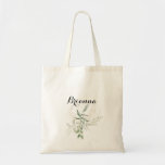 Gold Green Foliage Calligraphy Bridesmaid  Tote Bag<br><div class="desc">This gold green foliage calligraphy bridesmaid tote bag is the perfect wedding gift to present your bridesmaids and maid of honour for a rustic wedding. This artistic design features hand-drawn watercolor gold and green foliage ,  inspiring natural beauty.</div>