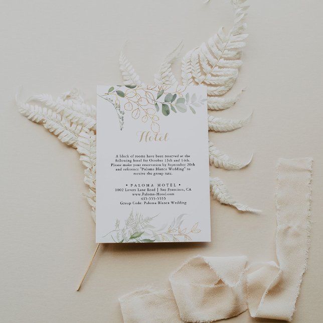Gold Green Foliage Calligraphy Hotel  Enclosure Card (Creator Uploaded)