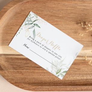 Gold Green Foliage Diaper Raffle Ticket  Enclosure Card