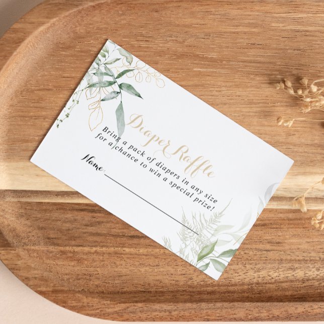 Gold Green Foliage Diaper Raffle Ticket  Enclosure Card (Creator Uploaded)