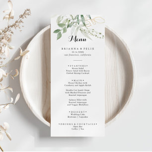 Gold Green Foliage Dinner Menu