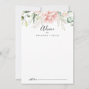 Gold Green Foliage Floral Wedding Advice Card