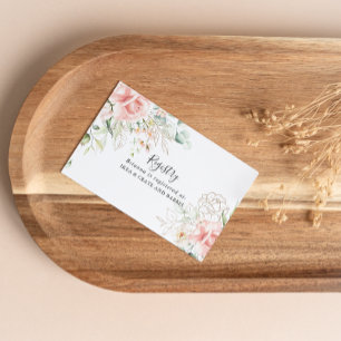 Gold Green Foliage Floral Wedding Gift Registry Enclosure Card