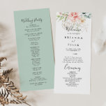 Gold Green Foliage Floral Wedding Program<br><div class="desc">This gold green foliage floral wedding program is perfect for a modern wedding. The design features hand-drawn gold and green botanical foliage with pink,  blush and white flowers,  inspiring natural beauty.</div>
