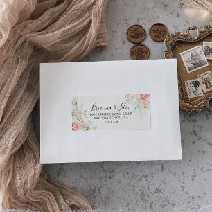 Gold Green Foliage Floral Wedding RSVP Address Label