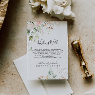 Gold Green Foliage Floral Wedding Wishing Well Enclosure Card
