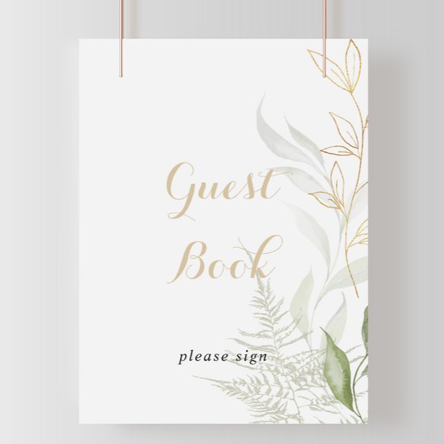 Gold Green Foliage Guest Book Sign (Creator Uploaded)