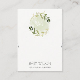 GOLD GREEN FOLIAGE MONOGRAM BRACELET DISPLAY LOGO BUSINESS CARD