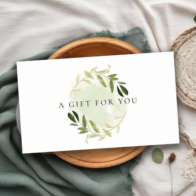 GOLD GREEN FOLIAGE WATERCOLOR  GIFT CERTIFICATE (Creator Uploaded)