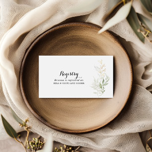 Gold Green Foliage Wedding Gift Registry  Enclosure Card
