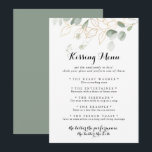 Gold Green Foliage Wedding Kissing Menu Game Card<br><div class="desc">This gold green foliage wedding kissing menu game card is perfect for a rustic wedding reception. This artistic design features hand-drawn watercolor gold and green foliage ,  inspiring natural beauty.</div>