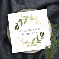 GOLD GREEN KRAFT FOLIAGE WREATH THANK YOU LOGO