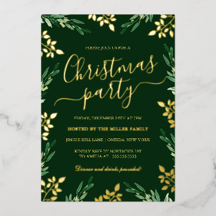 Gold Green Leaf Christmas Party