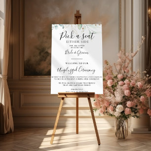 Gold Green Leaves Wedding Unplugged Ceremony Poster