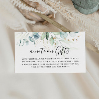 Gold Green Leaves Wedding Wishing Well Enclosure Card