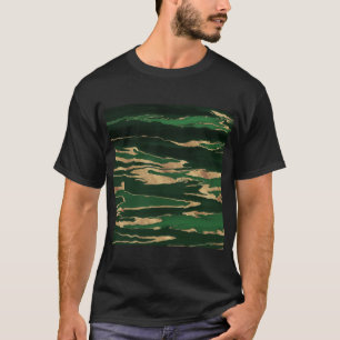 Gold Green Marble Abstract Painting T-Shirt