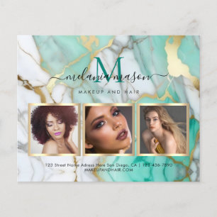 Gold Green Marble Makeup Artist Elegant Photo Flyer