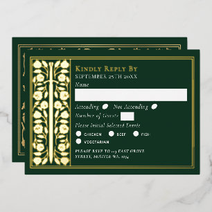 Gold Green Mediaeval Sword Wedding RSVP