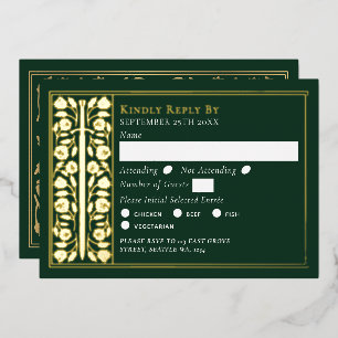 Gold Green Medieval Sword Wedding RSVP