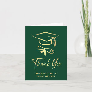 Gold Green Modern Graduation Thank You Card