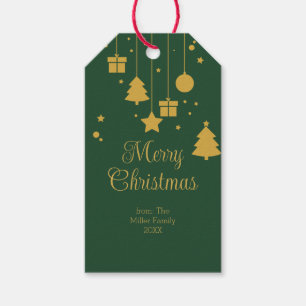 Gold Green Ornament Christmas Gift Tags