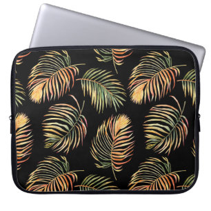 Gold-Green Palms: Watercolor Seamless Pattern. Laptop Sleeve