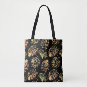 Gold-Green Palms: Watercolor Seamless Pattern. Tote Bag