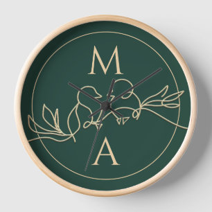 Gold Green Personalised Wedding Clock