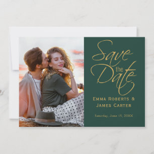 Gold & Green Photo Save the Date