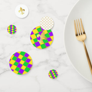 Gold Green Purple Mardi Gras Harlequin Pattern    Confetti