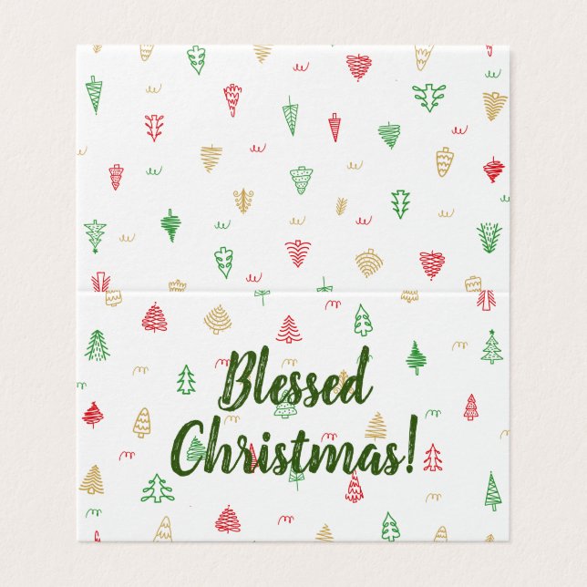 Gold Green Red Christmas Trees Pattern (Outside Unfolded)