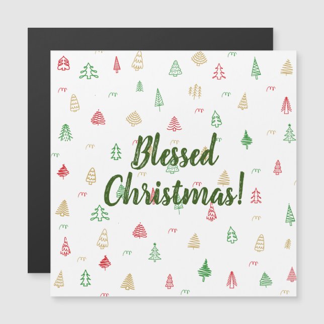 Gold Green Red Christmas Trees Pattern (Front/Back)