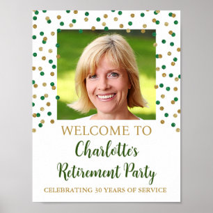Gold Green Retirement Party Custom 8.5x11 Photo Poster