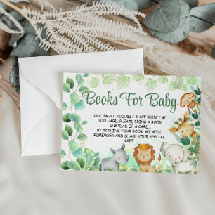 Gold Green Safari Animals Cute Books for Baby Enclosure Card
