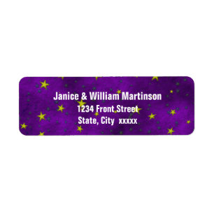 Gold Green Stars Purple BG Return Address Label
