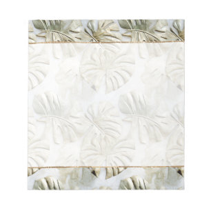 Gold Green Tropical Leaves Notepad