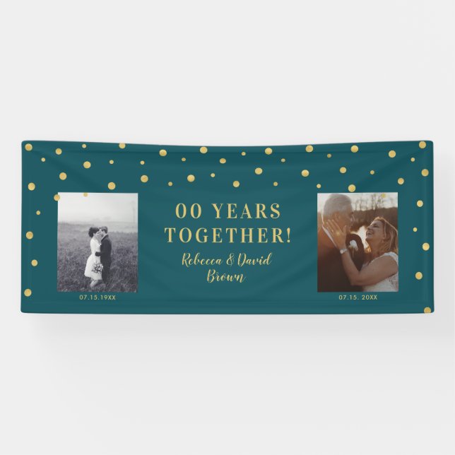Gold & Green | Wedding Anniversary Party Banner (Horizontal)