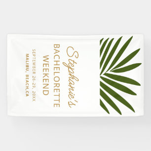 Gold, Green, White Palm Leaf Bachelorette Weekend Banner