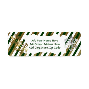 Gold, Green, White Stripe Return Address Label