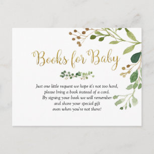 Gold Greenery Baby Shower Books for Baby Invitation Postcard