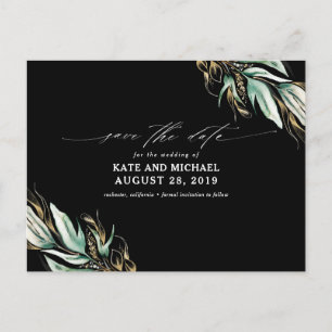 Gold Greenery Black Fall Save the Date Postcard