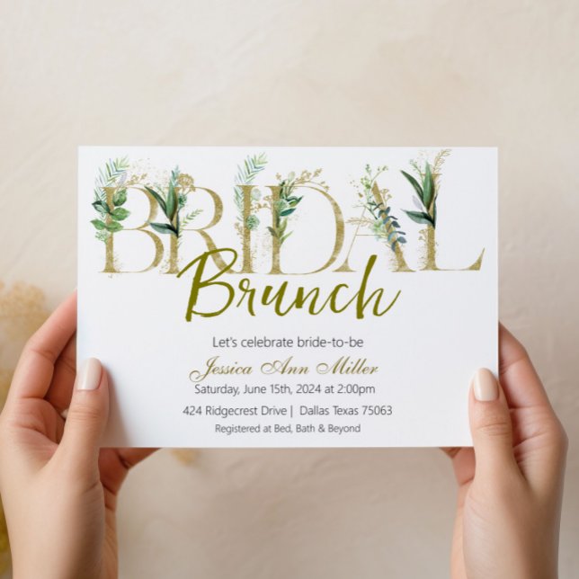 Gold Greenery Bridal Brunch Shower Invitation (Creator Uploaded)