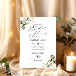 Gold Greenery Bridal Shower Invitation